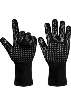 Merkloos Ovenhandschoenen, outdoor kookwanten, hittebestendige brandwerende ovenhandschoenen, handbescherming, grillhandschoenen, 800 °C hittebestendige ovenhandschoenen voor grill, oven, koken