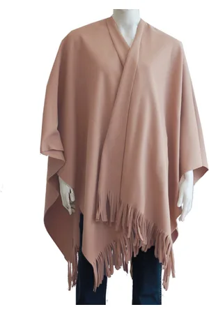 Boris Luxe omslagdoek/poncho - roze - 180 x 140 cm - fleece - Dameskleding accessoires