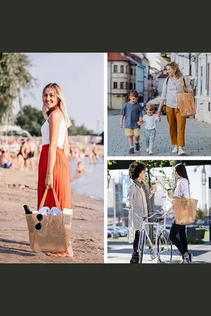 Merkloos Mesh grote strandtas met ritssluiting binnenzak, strandtas, opvouwbare boodschappentas, shopper, nettas strand, badtas, schoudertas voor dames, strand, familie, shopper, reizen