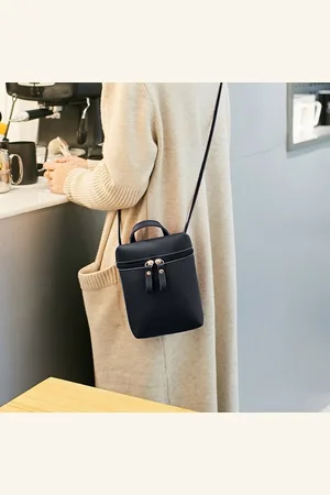Merkloos Dames eenvoudige casual schouder tas kleine verandering mobiele telefoon crossbody emmer tas