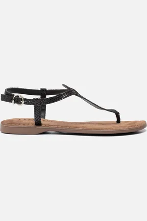 Lazamani Anna Leren Dames Sandalen Black