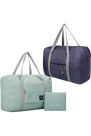 Merkloos (Set van 2) Opvouwbare reistas, waterdichte handbagage-tas, lichte reistas voor sport, fitness, vakantie, lichtblauw en donkerblauw.