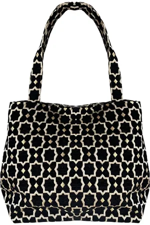 Merkloos Marokkaanse Handgemaakte Fluwelen XL Shopper met Gouden Accenten - Tote Bag