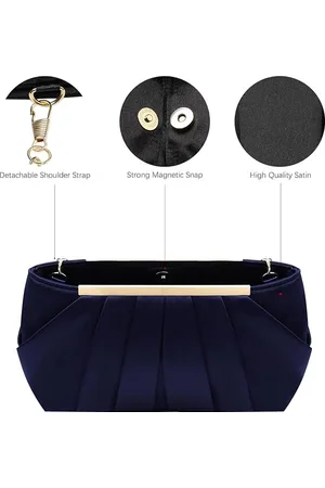 Merkloos Avondtas voor dames, clutch, elegante bruidstas van geplooid satijn met ketting, handtas voor bruiloft, eindejaarsbal party