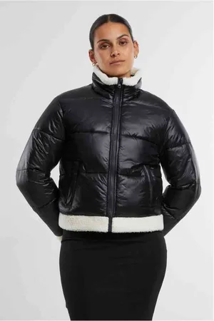 Urban classics Recycled Shiny Sherpa Gewatteerd jack - XL - /Beige