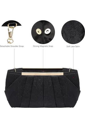 Merkloos Avondtas voor dames, clutch, elegante bruidstas van geplooid satijn met ketting, handtas voor bruiloft, eindejaarsbal party