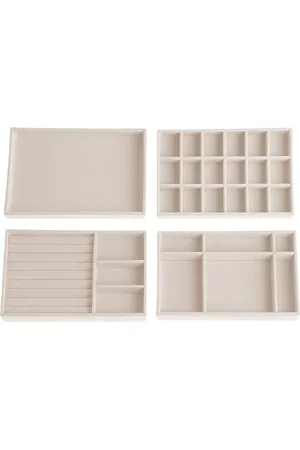 Merkloos Opbergdoos voor sieraden, 4 stuks, sieradenkistjes, sieradenorganizers, fluweel, stapelbaar, sieradenorganizer voor sieraden, oorbellen, armband, ringen