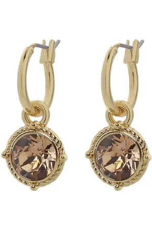 Biba Hang Oorbellen Goud met Swarovski Steentje Lt. Col Topaz
