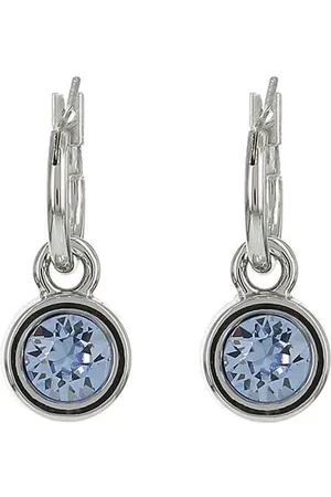Biba Hang Oorbellen met Swarovski Steentje Lt. Sapphire