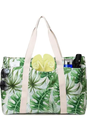 Merkloos Shopper voor dames, grote strandtas met ritssluiting, canvas strandtas voor dagtochten of festivals, 55 x 36 x 20 cm, , shopper dames