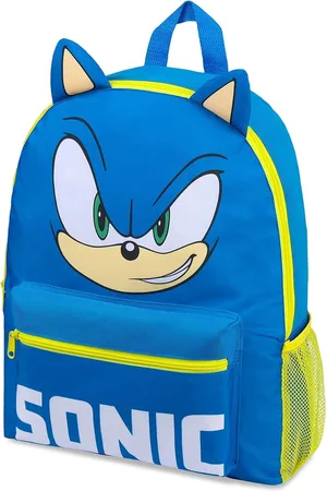 Sonic The Hedgehog The Hedgehog-schooltas - kinderrugzak voor jongens - blauwe rugzak met grote capaciteit voor school, reizen, sport, boekentas - 2 vakken - -geschenken voor jongens - /Geel - Eén maat