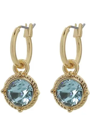Biba Hang Oorbellen Goud met Swarovski Steentje Aquamarine