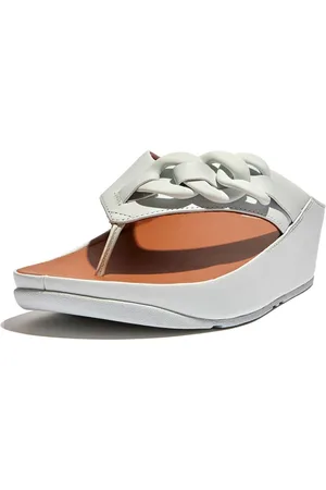 FitFlop Opalle Rubber-Chain Leather Toe-Post Sandals