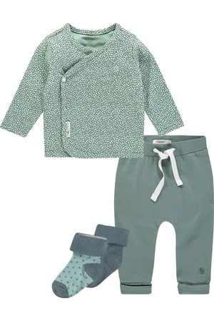 Noppies Kledingset - Broek Bowi Groen - Shirt Hannah overslag - 2 paar sokjes