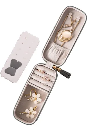 Merkloos PU-leer, klein sieradendoosje, sieradenkistje voor dames, sieradenkoffer, reiskoffer, sieradenbox, sieradendoosje voor ringen, oorbellen, halskettingen, polshorloge