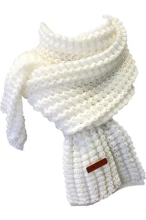 Merkloos Gebreide sjaal | winter warme sjaal | | heren | dames | witte gebreide winter sjaal / rib structuur