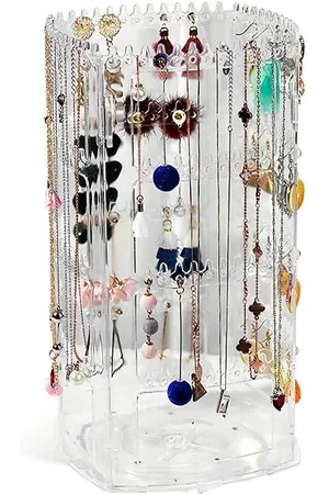 Merkloos Earring Holder Jewellery Box for Earrings-Necklaces-Bracelets-Acrylic Transparent-216 Holes-Dust-Free Storage.