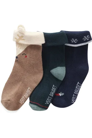 Vertbaudet Set van 3 paar kerstsokken voor babyjongens.