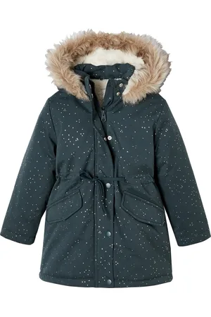 Vertbaudet Meisjesparka met glitters en pailletten met imitatiebonten voering
