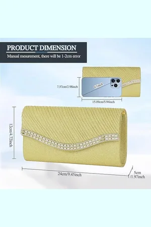 Merkloos Dames Avond Clutch Bag Sprankelende Elegante Dames Handtas Retro Strass Schoudertas voor Partij, Prom, Banket, Bruiloft