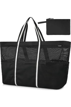 Merkloos Strandtas familie XXXL badtas extra grote strandtas met ritssluiting strandtas mesh strandtas voor strand reizen - /grijs/groen