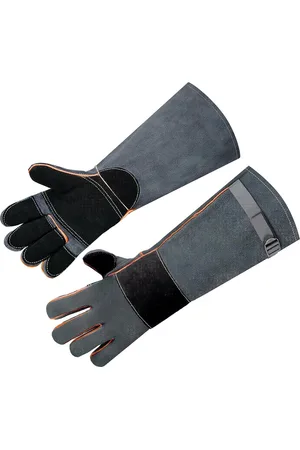 Merkloos Lederen barbecuehandschoenen, hittebestendige grillhandschoenen, hittebestendige ovenwanten, barbecueveiligheidshandschoenen met onderarmbeschermer, extreme hitte barbecuehandschoenen voor grill