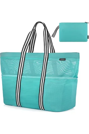 Merkloos Strandtas met ritssluiting XXXL Familie zwemtas Extra grote mesh tas voor dames Strandtas Mesh tas voor strandreizen Winkelen