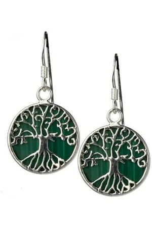 etNox Zilveren tree of life oorbellen met malachiet (O2221)