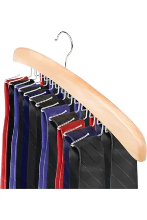 Merkloos Houten Stropdassenrek met 24 Haken - Ruimtebesparende Tie-Organizer voor Accessoires
