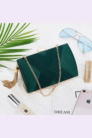 Merkloos Vrouwen Clutch Bag Avondtas Omzoomd Avond Handtas, Lady Party Wedding Clutch Purse Chain Schouder Cross Body Bag