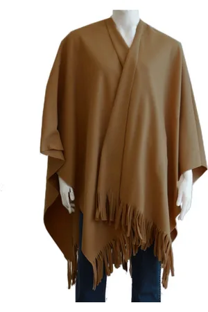 Boris Luxe omslagdoek/poncho - bruin - 180 x 140 cm - fleece - Dameskleding accessoires