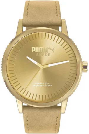 PUMA Suede PU104101009 Horloge - Leer - Crème - Ø 45 mm