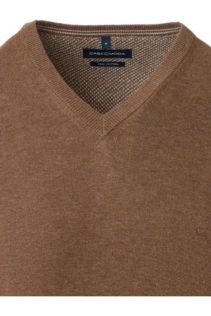 Casa Moda Heren Trui Met V-Hals Pima-Katoen 004430-679 Beige - 3XL