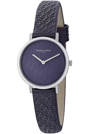Pierre Cardin Belleville PC Monogram CBV.1507 Horloge - Leer - Paars - Ø 31 mm