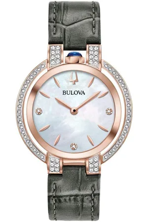 BULOVA Rubaiyat 98R268 Horloge - Leer - Grijs - Ø 35 mm