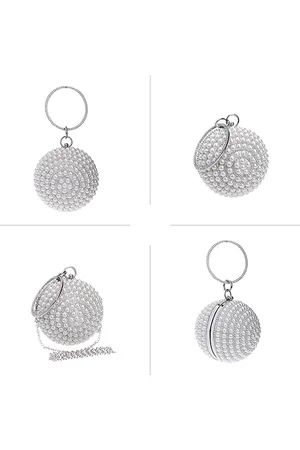 Merkloos Clutch Avondtas voor dames, ronde bol, strass, clutch, schoudertas, afneembare ketting, kleine tas, handtas voor bruiloft, avondfeest, verjaardag, dansfeest, banket