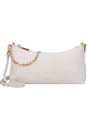 Coccinelle Leren Schoudertas Aura Mini Bag Grained Leather Crème