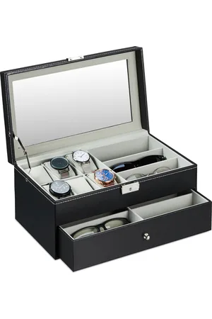 Merkloos Sieradendoos - met lade - voor horloges en brillen - 15,5x33,5x19 cm