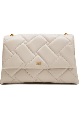 DKNY Leren Schoudertas Avondtas Willow Leather Shoulder Bag Beige
