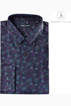 Chris Cayne Heren overhemd - shirt heren lange mouw - maat M - kleur - lange mouw - dessin - button down kraag - overhemd met borstzak - herenkleding - herenmode