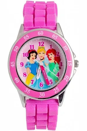 Disney Kinderhorloge Princess - Time Teacher - Assepoester - Sneeuwwitje - Ariel - - Roze