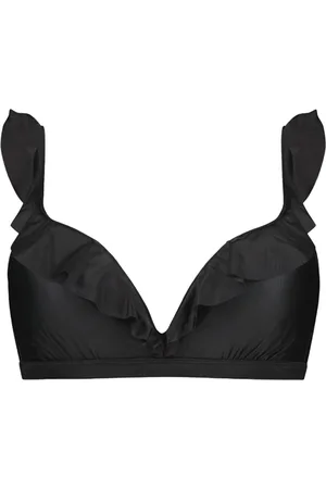 Beachlife Dark Grey ruffle bikinitop