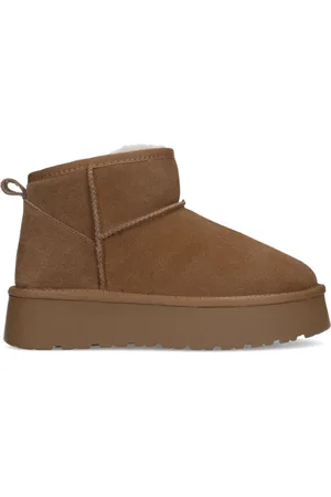 Sacha Dames - Bruine suède enkelboots met wol