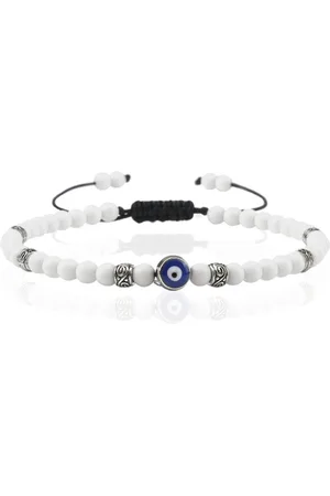 Memphis Evil Eye Armband met witte Porselein Kralen