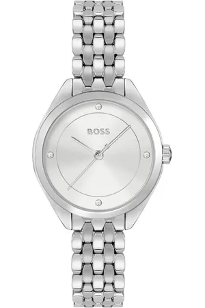 HUGO BOSS HB1502722 MAE Dames Horloge - Mineraalglas - Staal - Zilverkleurig - 30 mm breed - Quartz - Vouw/Vlindersluiting - 3 ATM (spatwater)