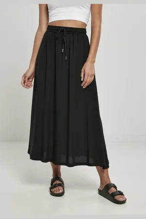 Urban classics Ladie Viscose Midi Skirt Lange rok M Viscose Dames - Basics, Street wear