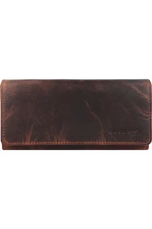 Greenland Leren Portemonnee Montana Long Wallet RFID Bruine