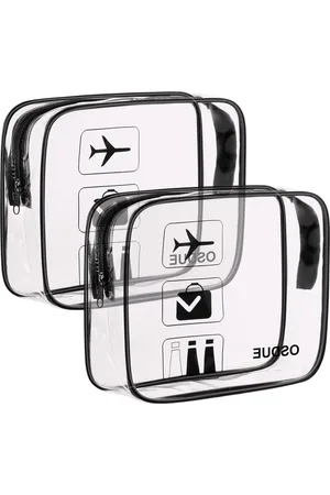 Merkloos 2pcs Clear Travel Toiletry Bags with Zippers - Transparent TSA Approved Airport Security Liquids Portable Waterproof Cosmetic Bag - Women
