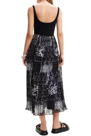 Desigual Mouwloze Viscose Jurk Met Print