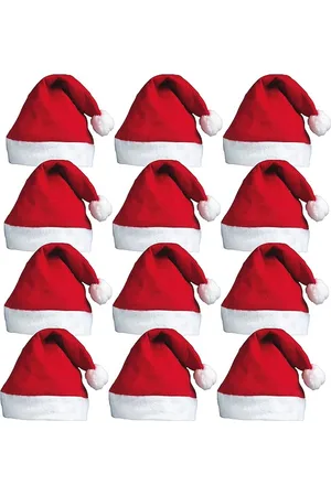 Merkloos 12 x kerstmutsen – kerstmutsen familie – perfecte aanvulling als kerstmankostuum – kerstmutsen voor het hele gezin of voor kerstfeesten op het werk